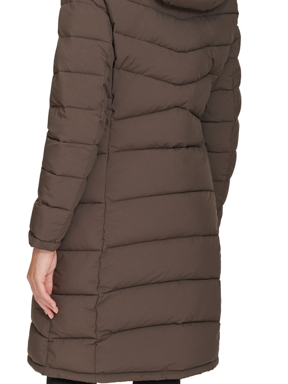 Calvin Klein Brown Long Quilted Puffer Coat